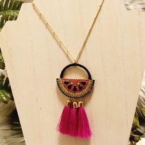 🍉Watermelon gold boho 18” necklace. NWT🍉